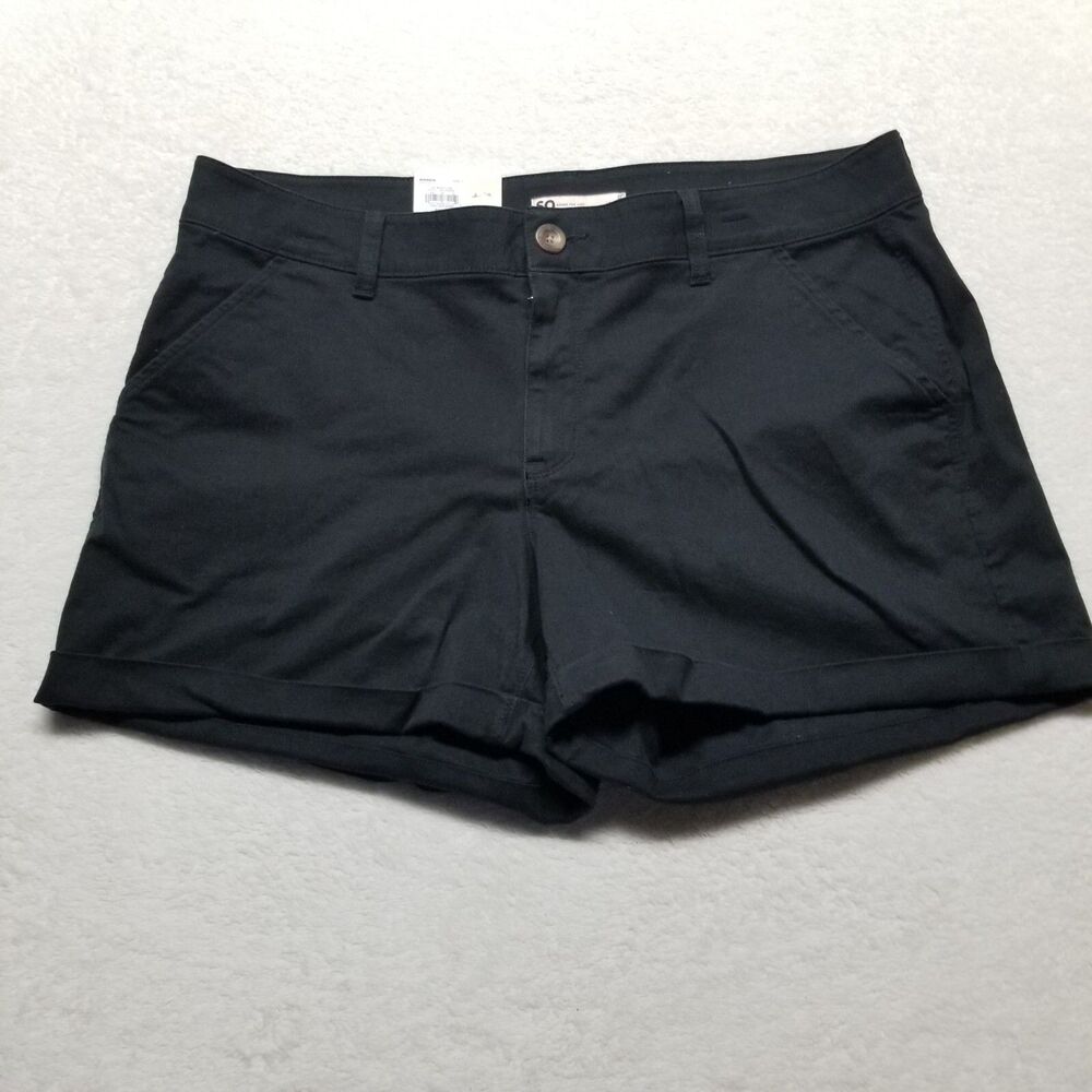 SO brand (Kohl's) Juniors 17 Shorts Lo Rise Chino Midi Black Classic Basic NEW